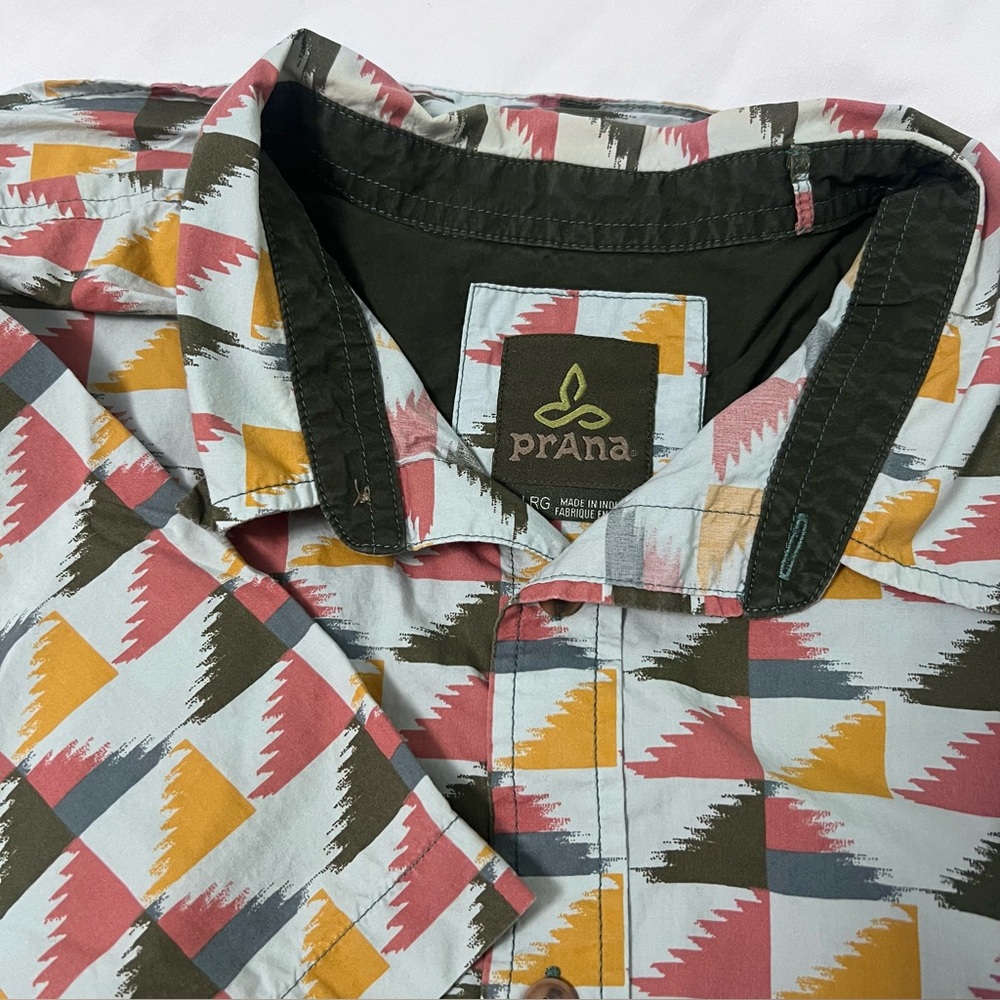 PRANA Men’s Southwestern Print 100% Organic Cotton Short Sleeve Shirt - Size XL